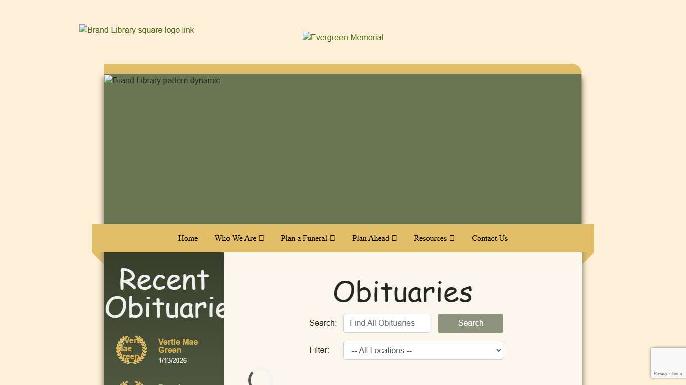 Recent Obituaries Evergreen Memorial